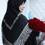 روسری ابریشم طرح حاشیه پلنگی