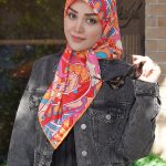 روسری ابریشم طرح پرتقال